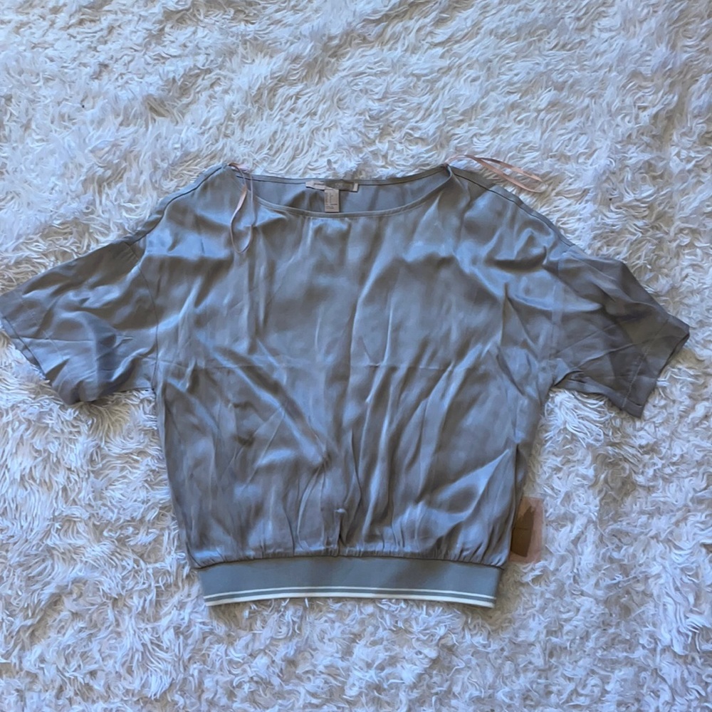 Silver banded short sleeve top